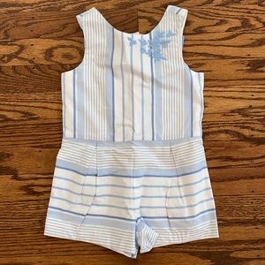 NWT Janie & Jack Blue Cotton Romper with Bows